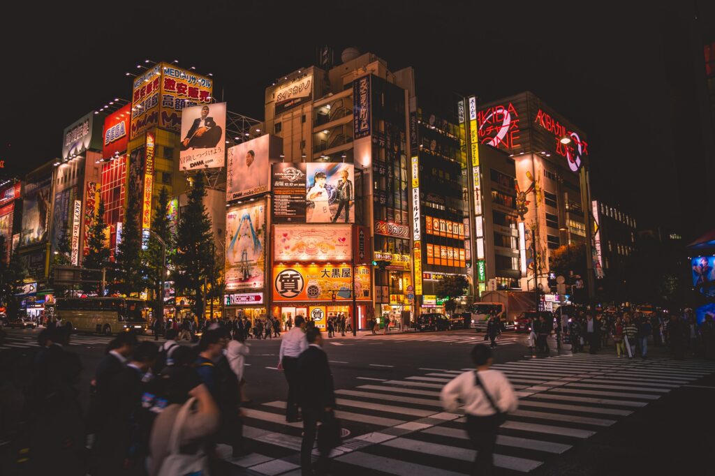 Neon facades in Tokyo